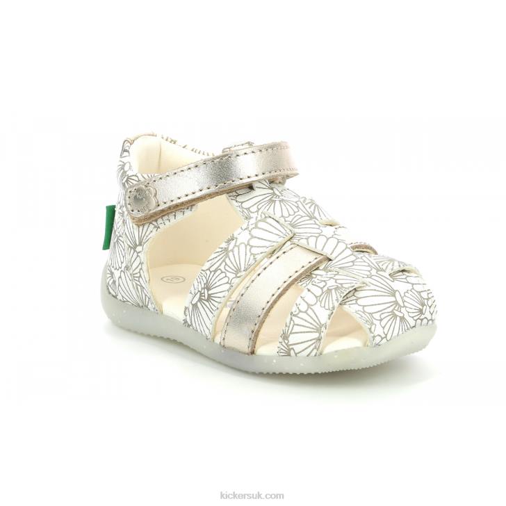 Bigflo-2 White Silver Seashell Kickers ZDBR581 Kids