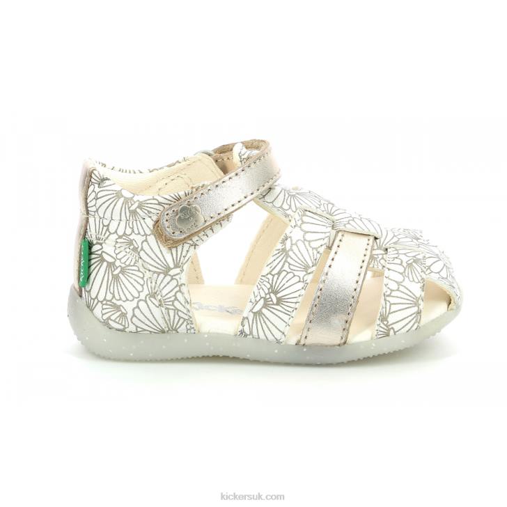Bigflo-2 White Silver Seashell Kickers ZDBR581 Kids