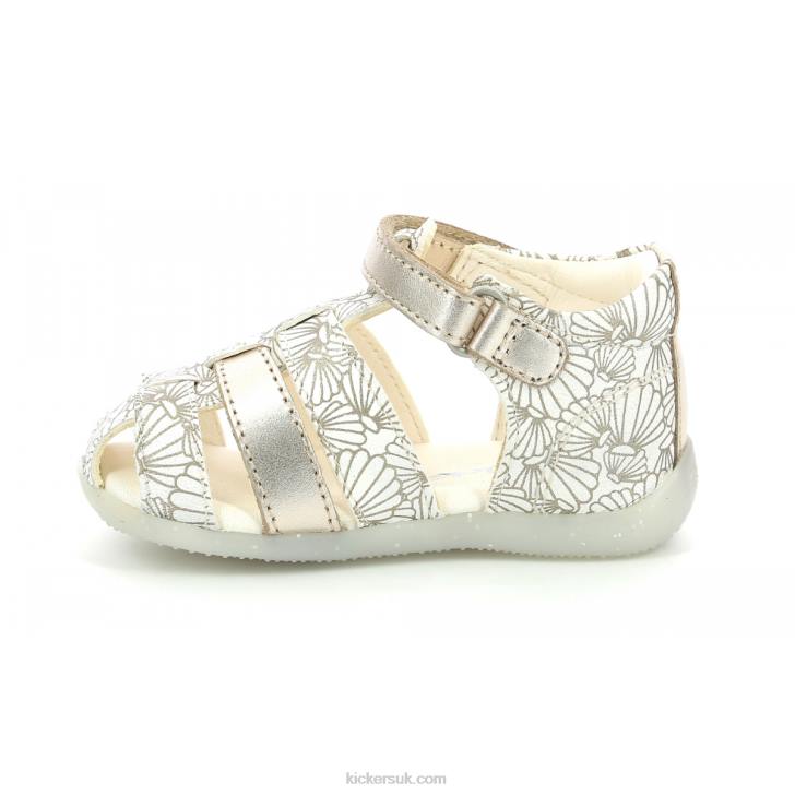 Bigflo-2 White Silver Seashell Kickers ZDBR581 Kids