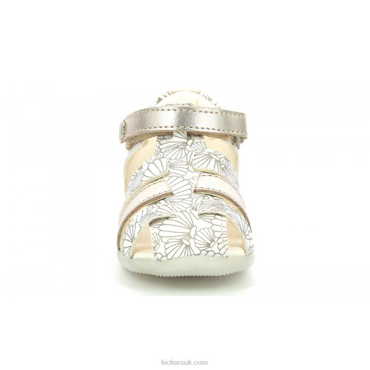 Bigflo-2 White Silver Seashell Kickers ZDBR581 Kids