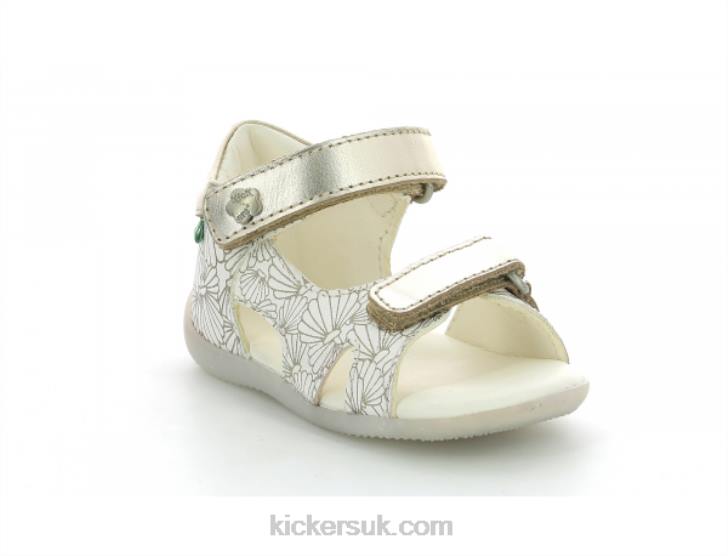 Binsia-2 White Silver Seashell Kickers ZDBR380 Kids
