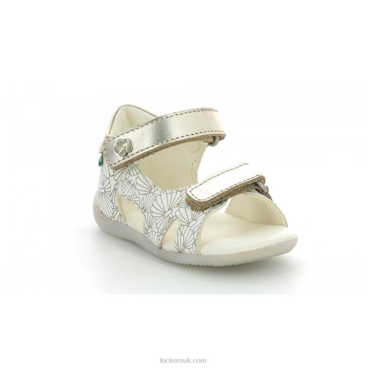 Binsia-2 White Silver Seashell Kickers ZDBR380 Kids