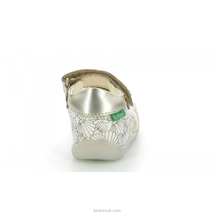 Binsia-2 White Silver Seashell Kickers ZDBR380 Kids