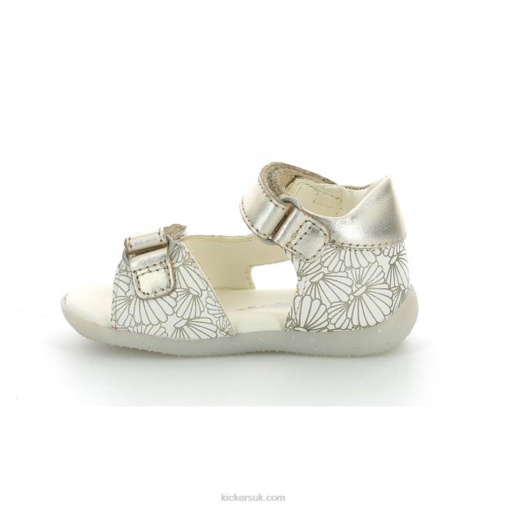 Binsia-2 White Silver Seashell Kickers ZDBR380 Kids