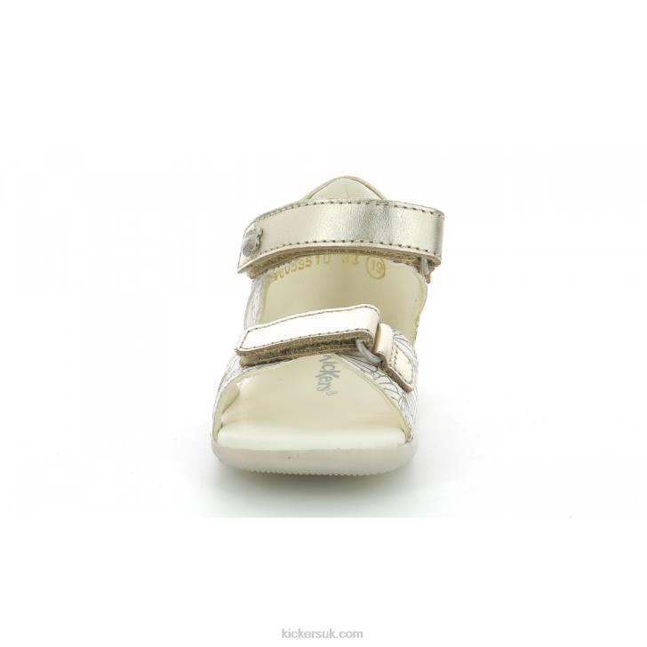 Binsia-2 White Silver Seashell Kickers ZDBR380 Kids