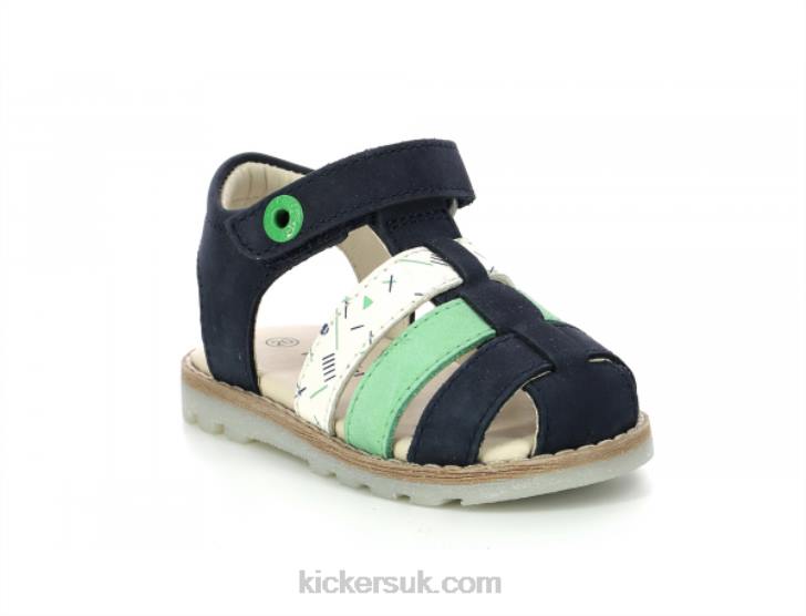 Nonosti Navy Green White Marina Kickers ZDBR399 Kids