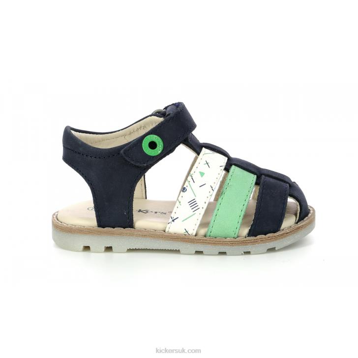 Nonosti Navy Green White Marina Kickers ZDBR399 Kids