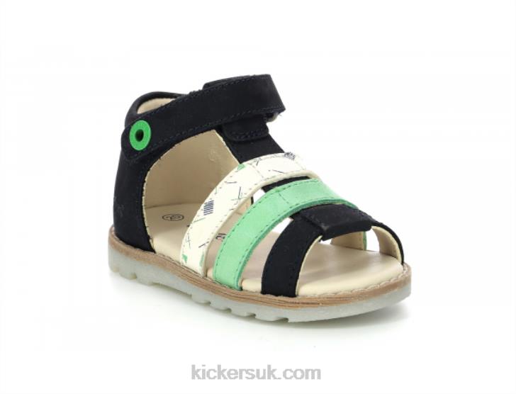 Noopi Navy Green White Marina Kickers ZDBR387 Kids