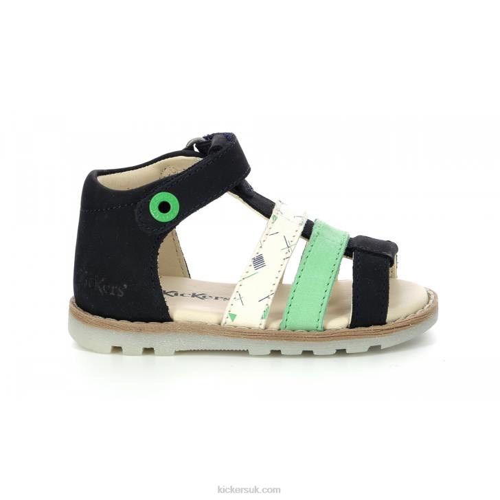Noopi Navy Green White Marina Kickers ZDBR387 Kids