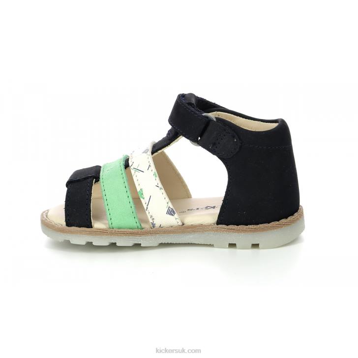 Noopi Navy Green White Marina Kickers ZDBR387 Kids