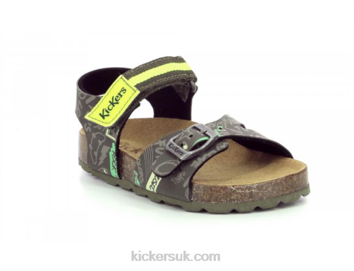 Sostreet Khaki Yellow Printed Kickers ZDBR704 Kids