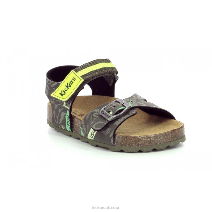 Sostreet Khaki Yellow Printed Kickers ZDBR704 Kids