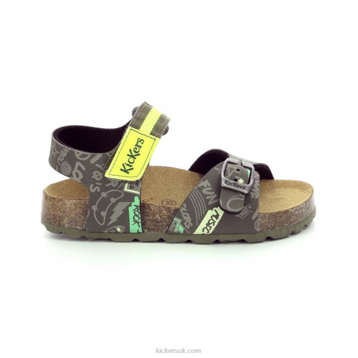 Sostreet Khaki Yellow Printed Kickers ZDBR704 Kids