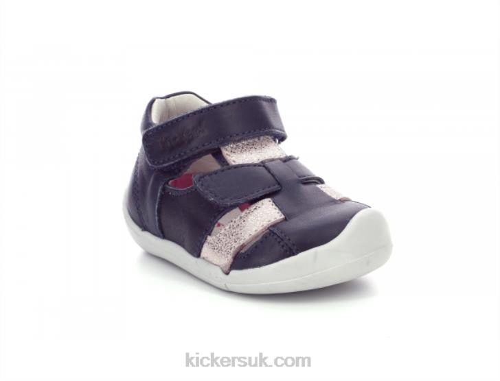 Wasabou Navy Pink Metallized Kickers ZDBR456 Kids