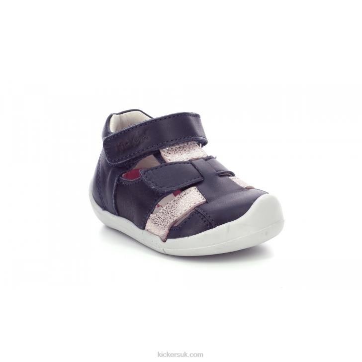 Wasabou Navy Pink Metallized Kickers ZDBR456 Kids