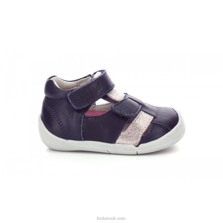 Wasabou Navy Pink Metallized Kickers ZDBR456 Kids