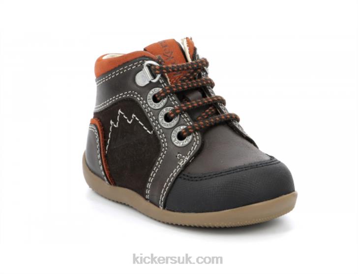 Bins Mountain Dark Brown Orange Kickers ZDBR797 Kids