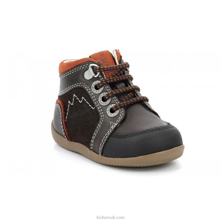 Bins Mountain Dark Brown Orange Kickers ZDBR797 Kids