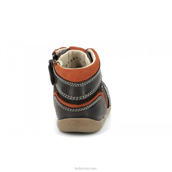 Bins Mountain Dark Brown Orange Kickers ZDBR797 Kids