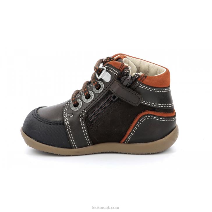 Bins Mountain Dark Brown Orange Kickers ZDBR797 Kids