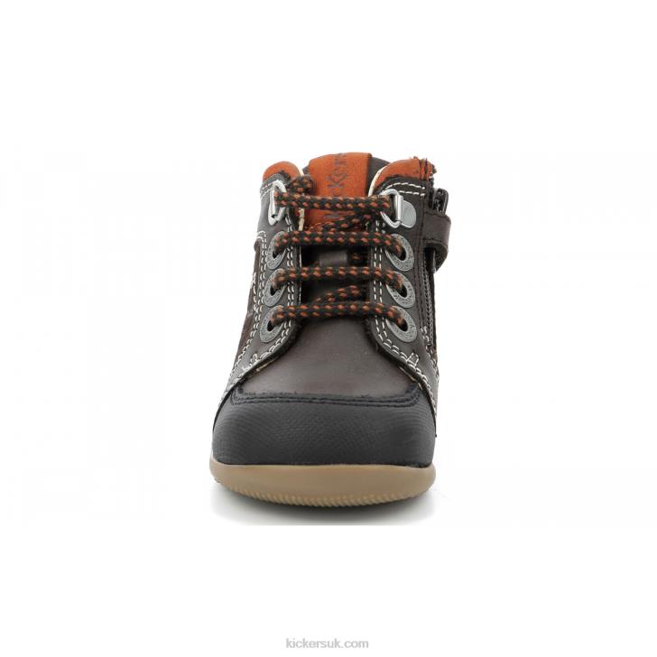Bins Mountain Dark Brown Orange Kickers ZDBR797 Kids