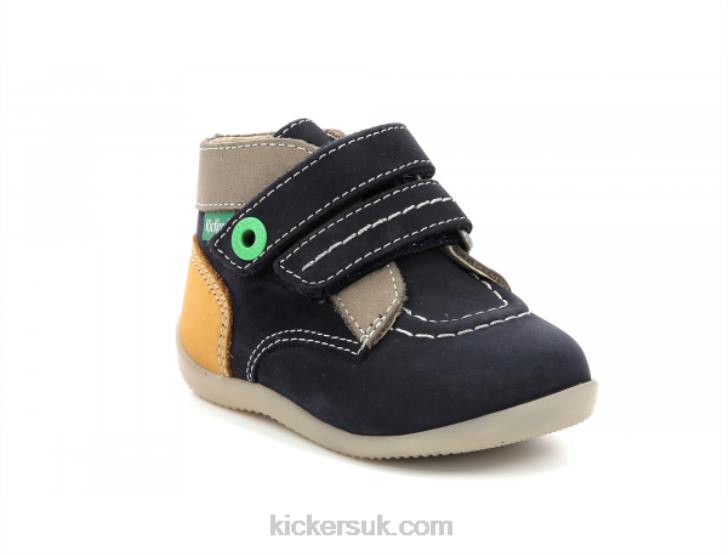 Bonkro-2 Navy Khaki Yellow Kickers ZDBR903 Kids