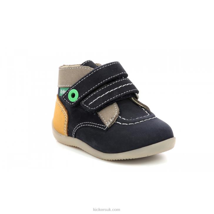 Bonkro-2 Navy Khaki Yellow Kickers ZDBR903 Kids