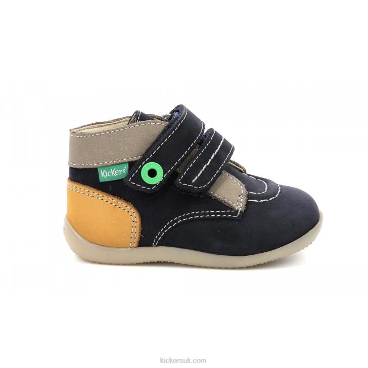 Bonkro-2 Navy Khaki Yellow Kickers ZDBR903 Kids
