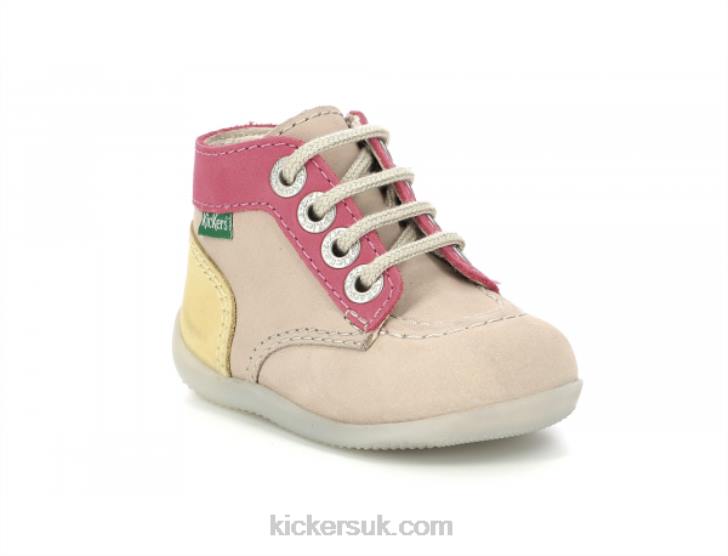 Bonzip-2 Beige Pink Yellow Kickers ZDBR768 Kids