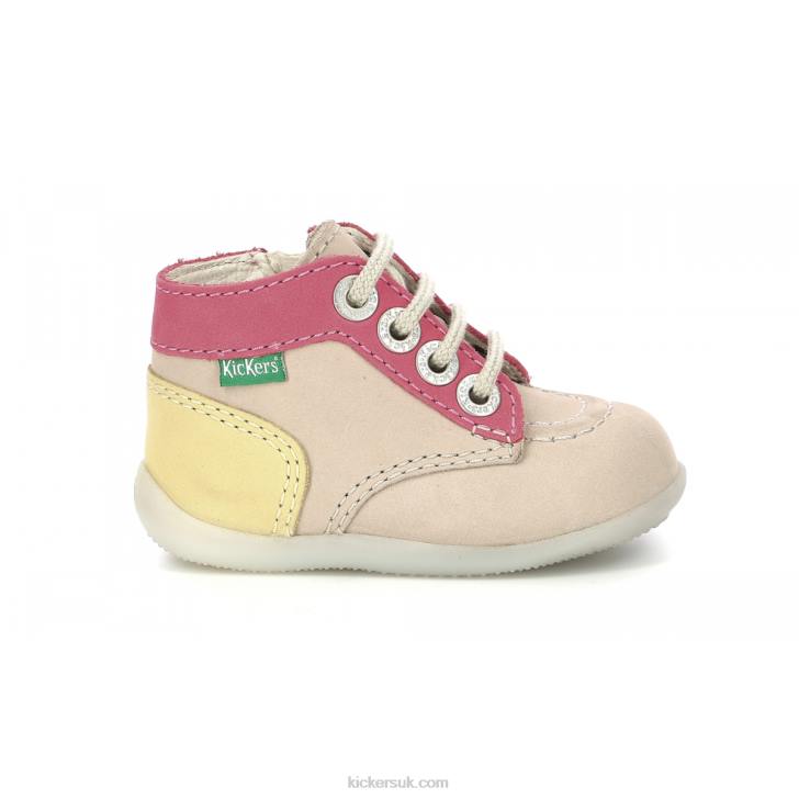 Bonzip-2 Beige Pink Yellow Kickers ZDBR768 Kids