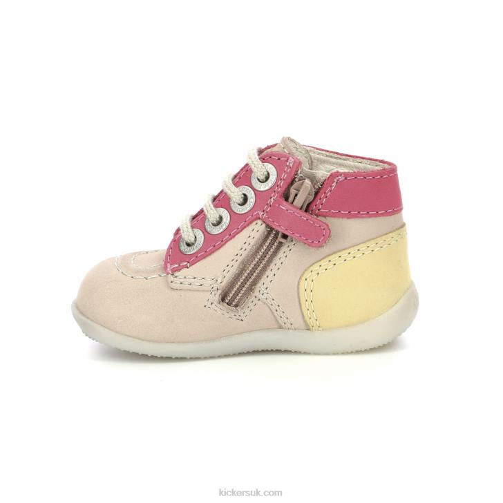 Bonzip-2 Beige Pink Yellow Kickers ZDBR768 Kids