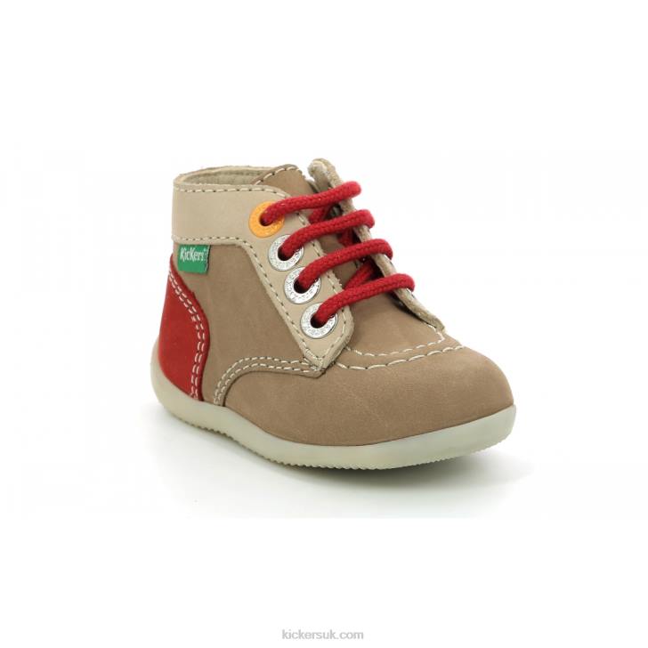 Bonzip-2 Beige Red Kickers ZDBR769 Kids