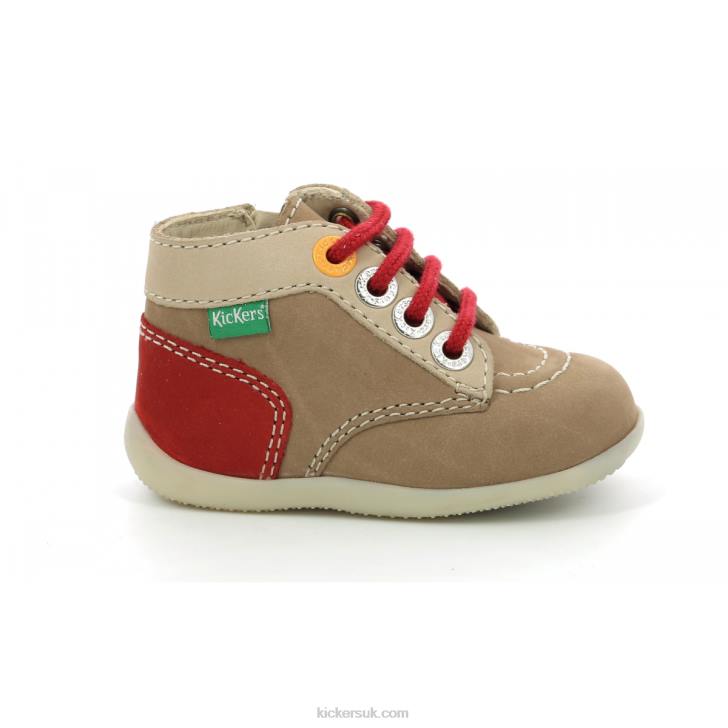 Bonzip-2 Beige Red Kickers ZDBR769 Kids