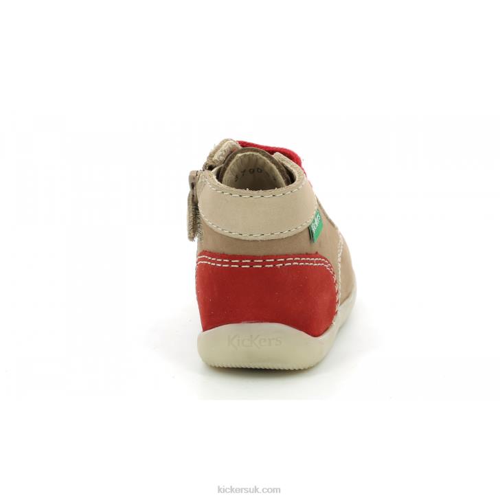 Bonzip-2 Beige Red Kickers ZDBR769 Kids