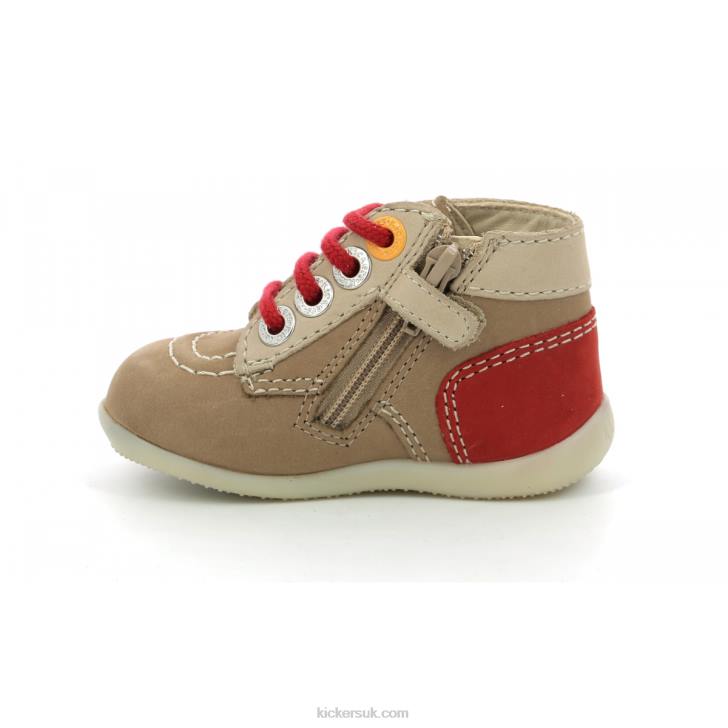 Bonzip-2 Beige Red Kickers ZDBR769 Kids