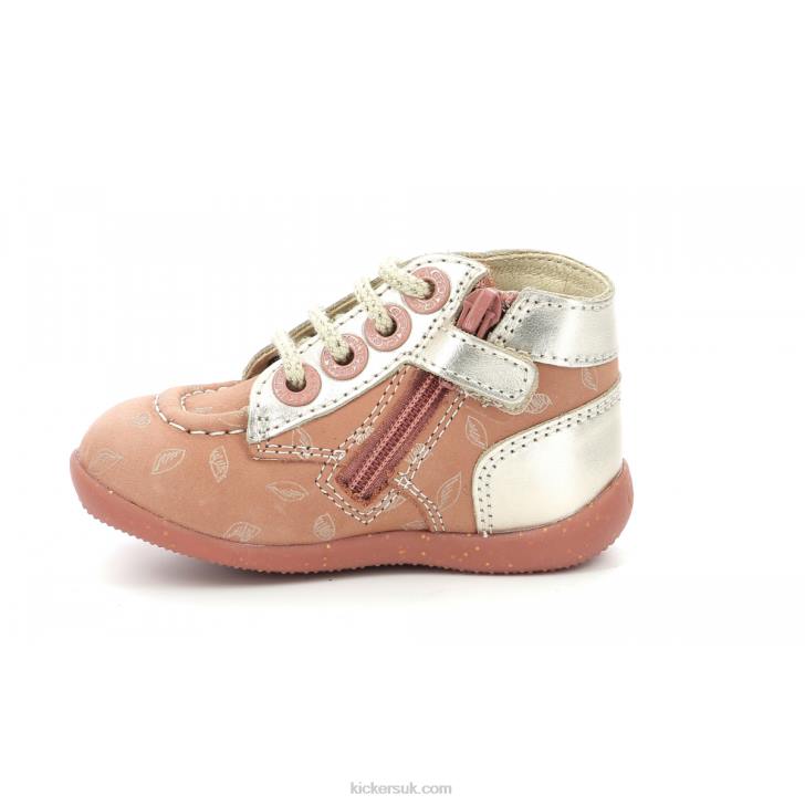 Bonzip-2 Pink Gold Printed Kickers ZDBR766 Kids