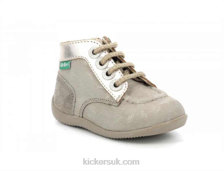 Bonzip-2 Taupe Gold Printed Kickers ZDBR772 Kids
