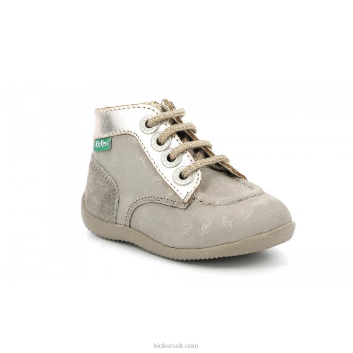 Bonzip-2 Taupe Gold Printed Kickers ZDBR772 Kids