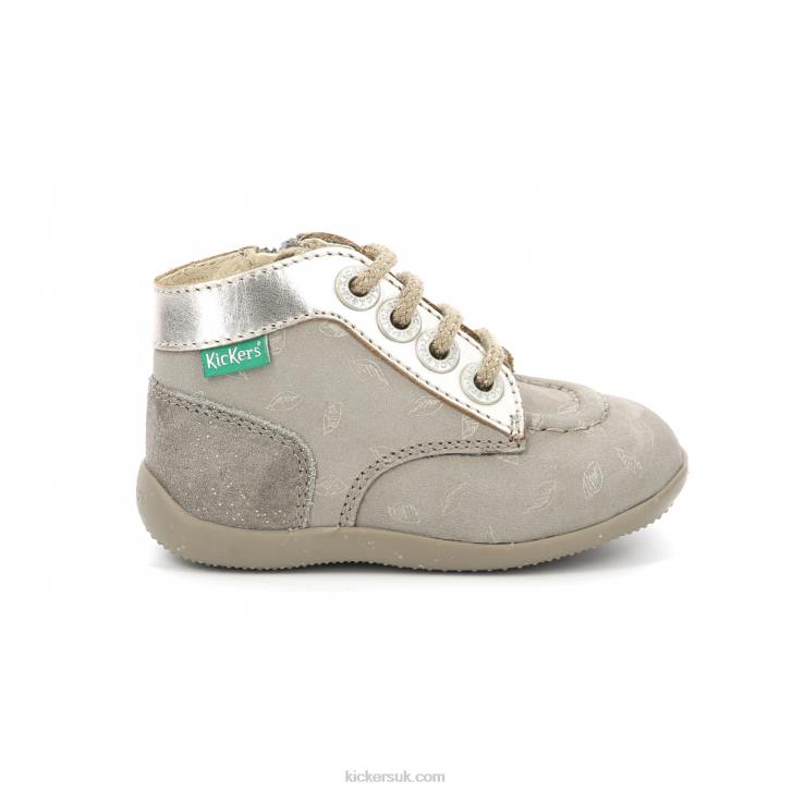 Bonzip-2 Taupe Gold Printed Kickers ZDBR772 Kids