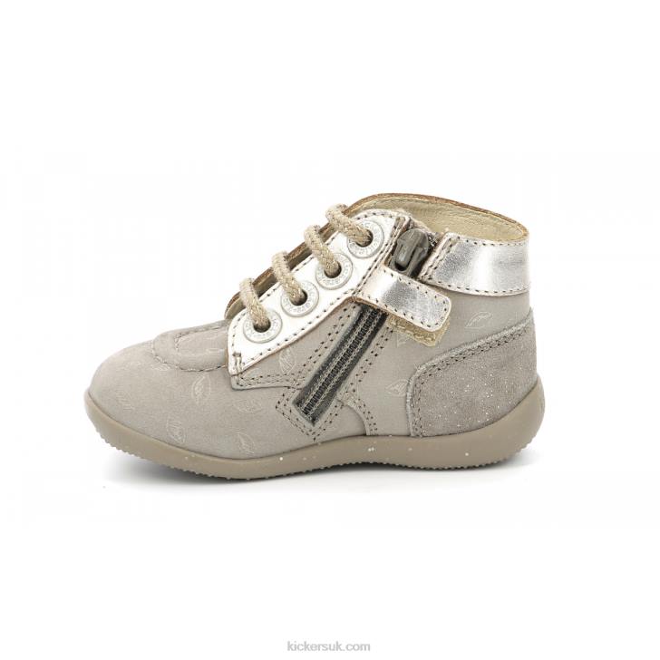 Bonzip-2 Taupe Gold Printed Kickers ZDBR772 Kids