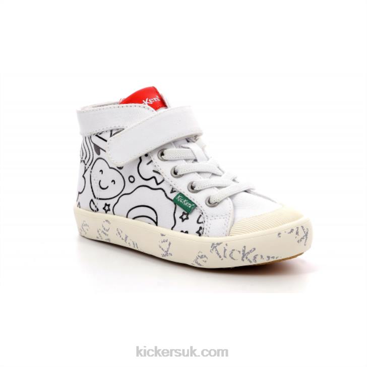 Godup White Printed Kickers ZDBR937 Kids
