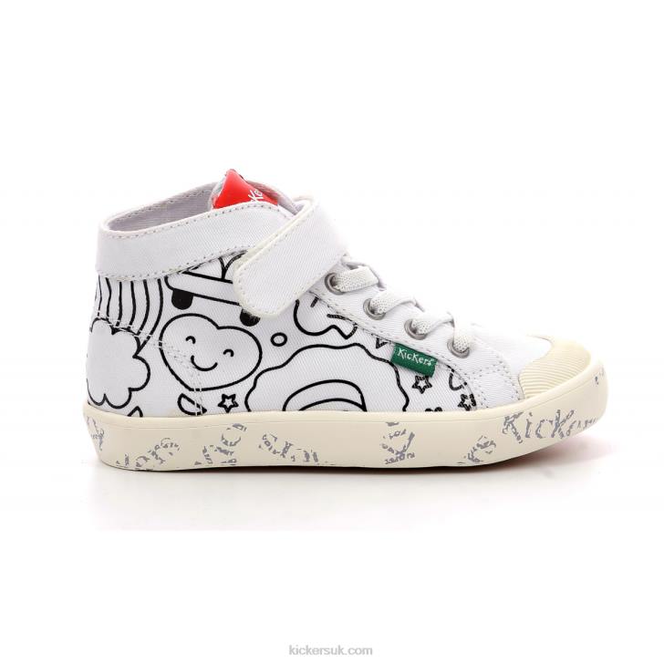 Godup White Printed Kickers ZDBR937 Kids