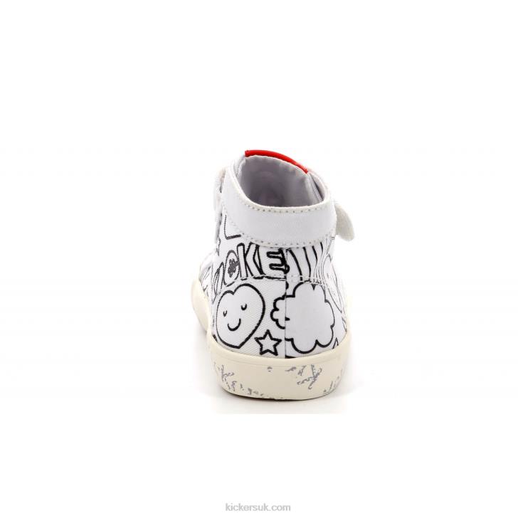 Godup White Printed Kickers ZDBR937 Kids