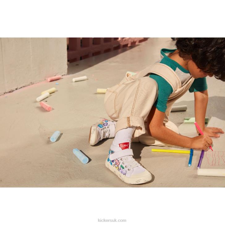Godup White Printed Kickers ZDBR937 Kids