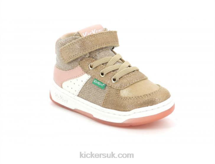 Kickalien Beige Pink Glitter Kickers ZDBR979 Kids