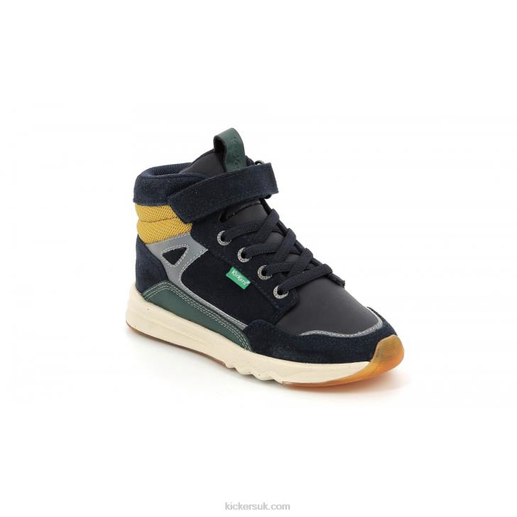 Kikafar Navy Green Yellow Kickers ZDBR943 Kids