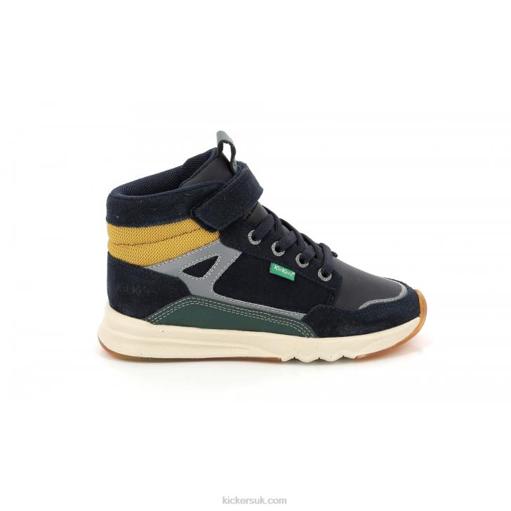 Kikafar Navy Green Yellow Kickers ZDBR943 Kids