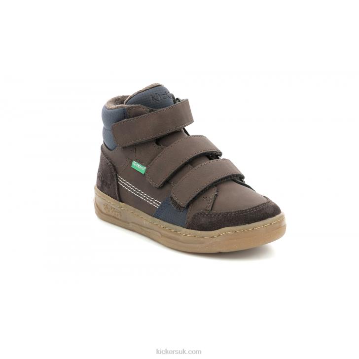Kroisy Dark Brown Navy Kickers ZDBR939 Kids