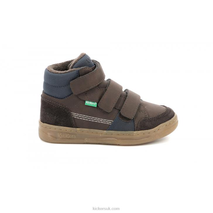 Kroisy Dark Brown Navy Kickers ZDBR939 Kids