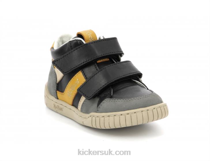 Wincky Vel Grey Yellow Black Kickers ZDBR1003 Kids